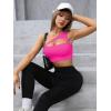imageSHENHE Womens One Shoulder Cut Out Sports Bra Workout Gym Yoga Crop TopsHot Pink