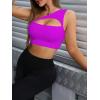 imageSHENHE Womens One Shoulder Cut Out Sports Bra Workout Gym Yoga Crop TopsViolet Purple