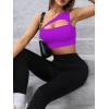 imageSHENHE Womens One Shoulder Cut Out Sports Bra Workout Gym Yoga Crop TopsViolet Purple