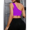 imageSHENHE Womens One Shoulder Cut Out Sports Bra Workout Gym Yoga Crop TopsViolet Purple