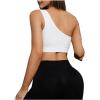 imageSHENHE Womens One Shoulder Cut Out Sports Bra Workout Gym Yoga Crop TopsWhite