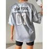 imageSHENHE Womens Oversized Jersey Shirt Y2k Letter Print Drop Shoulder V Neck Loose Mesh Tee TopsLight Grey