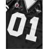 imageSHENHE Womens Oversized Letter Graphic Jersey Tee Color Block Short Sleeve Y2K Mesh Football Jersey TopsBlack