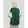 imageSHENHE Womens Oversized Letter Graphic Jersey Tee Color Block Short Sleeve Y2K Mesh Football Jersey TopsDark Green