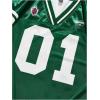 imageSHENHE Womens Oversized Letter Graphic Jersey Tee Color Block Short Sleeve Y2K Mesh Football Jersey TopsDark Green