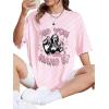 imageSHENHE Womens Oversized Skull Shirts Gothic Ghostface Scream Half Sleeve Baggy Halloween Graphic TeePink