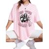 imageSHENHE Womens Oversized Skull Shirts Gothic Ghostface Scream Half Sleeve Baggy Halloween Graphic TeePink