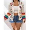 imageSHENHE Womens Plus Size Crochet Open Front Cardigan Bell Sleeve Sheer Hollow Out Boho Cardigans