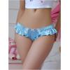 imageSHENHE Womens Satin Bikini Panty Tanga Ruffle Trim Bow Low Rise Underwear BriefBlue