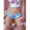 imageSHENHE Womens Satin Bikini Panty Tanga Ruffle Trim Bow Low Rise Underwear BriefBlue