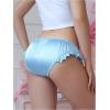 imageSHENHE Womens Satin Bikini Panty Tanga Ruffle Trim Bow Low Rise Underwear BriefBlue