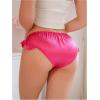 imageSHENHE Womens Satin Bikini Panty Tanga Ruffle Trim Bow Low Rise Underwear BriefHot Pink