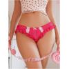 imageSHENHE Womens Satin Bikini Panty Tanga Ruffle Trim Bow Low Rise Underwear BriefHot Pink
