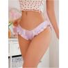 imageSHENHE Womens Satin Bikini Panty Tanga Ruffle Trim Bow Low Rise Underwear BriefMauve Purple