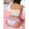 imageSHENHE Womens Satin Bikini Panty Tanga Ruffle Trim Bow Low Rise Underwear BriefMauve Purple
