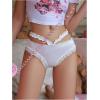 imageSHENHE Womens Satin Underwear Frilly Lace Trim Silky Bow Back Cute Low Rise Brief Panty Black Medium