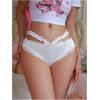 imageSHENHE Womens Satin Underwear Frilly Lace Trim Silky Bow Back Cute Low Rise Brief Panty Black Medium