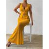 imageSHENHE Womens Sexy 2 Piece Outfits Twist Front Split Halter Crop Top and Bodycon Maxi Skirt SetGold