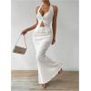 imageSHENHE Womens Sexy 2 Piece Outfits Twist Front Split Halter Crop Top and Bodycon Maxi Skirt SetWhite