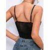 imageSHENHE Womens Sheer Mesh Sexy Lace Spaghetti Strap Bodycon Bustier Cami BodysuitBlack