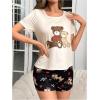 imageSHENHE Womens Sleep Set Cute Bear Print Short Sleeve Tee and Shorts 2 Piece Pajama Set Black Multi Medium