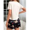 imageSHENHE Womens Sleep Set Cute Bear Print Short Sleeve Tee and Shorts 2 Piece Pajama Set Black Multi Medium