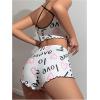 imageSHENHE Womens Sleepwear Heart Print Criss Cross Crop Top Cami and Shorts Pajama Short Set White Medium