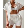 imageSHENHE Womens Two Piece Swim Cover Up Set Open Front Kimono and Shorts Set Beach OutfitsWhite