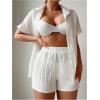 imageSHENHE Womens Two Piece Swim Cover Up Set Open Front Kimono and Shorts Set Beach OutfitsWhite