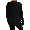 imageSHENHE Womens Zip Up Hooded Cardigan Drop Shoulder Casual Knitwear Sweater JacketBlack
