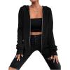 imageSHENHE Womens Zip Up Hooded Cardigan Drop Shoulder Casual Knitwear Sweater JacketBlack