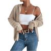 imageSHENHE Womens Zip Up Hooded Cardigan Drop Shoulder Casual Knitwear Sweater JacketKhaki