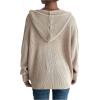 imageSHENHE Womens Zip Up Hooded Cardigan Drop Shoulder Casual Knitwear Sweater JacketKhaki