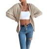 imageSHENHE Womens Zip Up Hooded Cardigan Drop Shoulder Casual Knitwear Sweater JacketKhaki