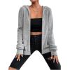 imageSHENHE Womens Zip Up Hooded Cardigan Drop Shoulder Casual Knitwear Sweater JacketLight Grey
