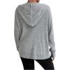imageSHENHE Womens Zip Up Hooded Cardigan Drop Shoulder Casual Knitwear Sweater JacketLight Grey