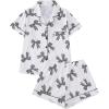 imageSHENHE Womens 2 Piece Pajama Set Bow Graphic Button Down Short Sleeve Lapel Shirt Pj Short SetWhite