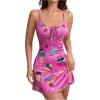 imageSHENHE Womens Cartoon Print Cute Slip Pajama Dress Spaghetti Strap Nightgown Chemsie Hot Pink Medium