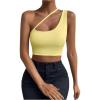 imageSHENHE Womens Cut Out One Shoulder Sleeveless Asymmetrical Fitted Crop Tank TopYellow