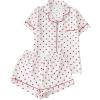 imageSHENHE Womens Floral Sleepwear Nightwear Button Pajama Set 2 Piece Casual Top and ShortsWhite Red Heats