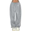 imageSHENHE Womens Low Rise Sweatpants Y2k Open Bottom Straight Leg Workout Lounge Sweat Pants Grey Medium