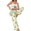 imageSHENHE Womens 2 Piece Cute Cartoon Print Sleeveless Cami Top and Pants Sleeveless Pajama SetsAvocado Green White