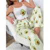 imageSHENHE Womens 2 Piece Cute Cartoon Print Sleeveless Cami Top and Pants Sleeveless Pajama SetsAvocado Green White