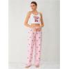 imageSHENHE Womens 2 Piece Cute Cartoon Print Sleeveless Cami Top and Pants Sleeveless Pajama SetsCherry White Pink