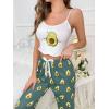 imageSHENHE Womens 2 Piece Cute Cartoon Print Sleeveless Cami Top and Pants Sleeveless Pajama SetsFruit Green White