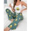 imageSHENHE Womens 2 Piece Cute Cartoon Print Sleeveless Cami Top and Pants Sleeveless Pajama SetsFruit Green White