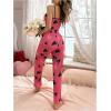 imageSHENHE Womens 2 Piece Cute Cartoon Print Sleeveless Cami Top and Pants Sleeveless Pajama SetsHeart Shaped Pink