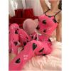 imageSHENHE Womens 2 Piece Cute Cartoon Print Sleeveless Cami Top and Pants Sleeveless Pajama SetsHeart Shaped Pink