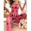 imageSHENHE Womens 2 Piece Cute Cartoon Print Sleeveless Cami Top and Pants Sleeveless Pajama SetsHeart Shaped Pink