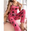 imageSHENHE Womens 2 Piece Cute Cartoon Print Sleeveless Cami Top and Pants Sleeveless Pajama SetsHeart Shaped Pink
